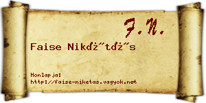Faise Nikétás névjegykártya